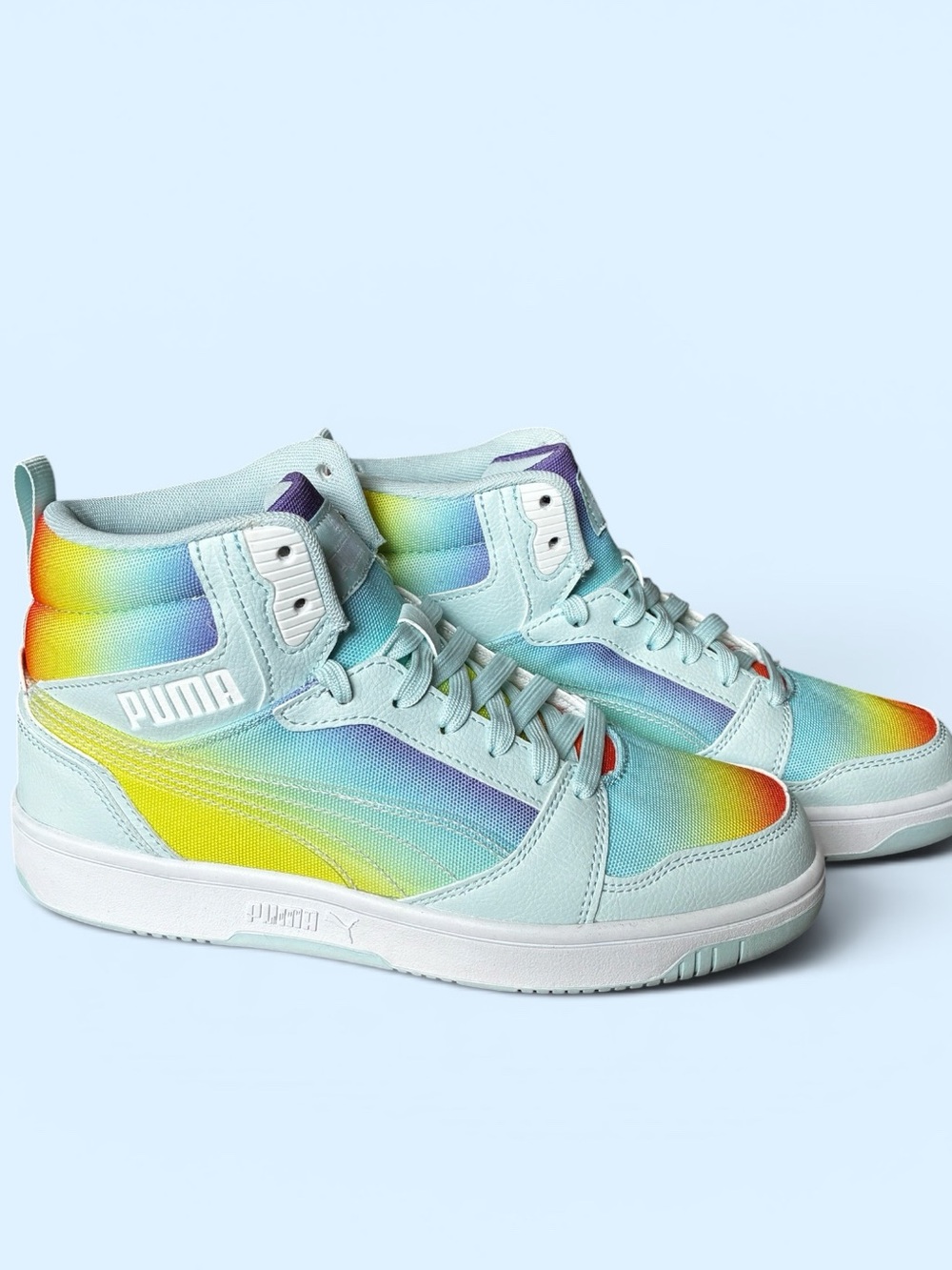 PUMA Rebound V6 Mid Rainbow JR Size 6.5 US